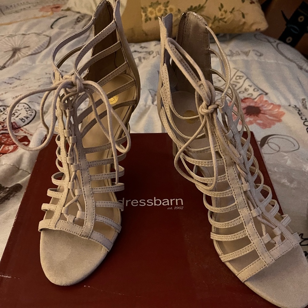 Tan high heels